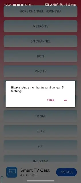 Screenshot of TV Indonesia Android